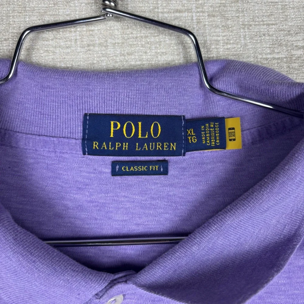Y2K Polo Ralph Lauren Mens XL Classic Fit Purple Heather Short Sleeve Polo Shirt